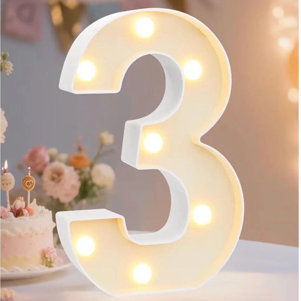 White LED Number 3 Party Light